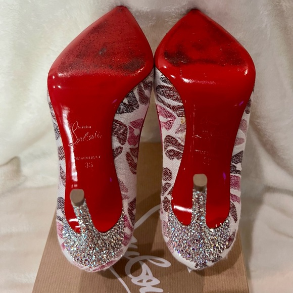 Authentic Christian Louboutin COSMOPUMP 100mm LUREX LIPS/GG/STRASS HEEL - Picture 5 of 7